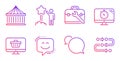 Tool case, Carousels and Star icons set. Web shop, Seo timer and Messenger signs. Vector