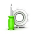 Tool green screwdriver with gear support icon