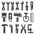 Tool Icon Set on White Background. Vector