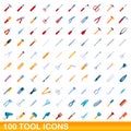 100 tool icons set, cartoon style Royalty Free Stock Photo