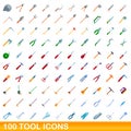 100 tool icons set, cartoon style Royalty Free Stock Photo