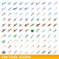 100 tool icons set, cartoon style Royalty Free Stock Photo