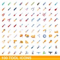 100 tool icons set, cartoon style Royalty Free Stock Photo