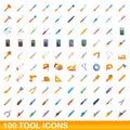 100 tool icons set, cartoon style Royalty Free Stock Photo