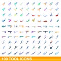 100 tool icons set, cartoon style Royalty Free Stock Photo