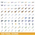 100 tool icons set, cartoon style Royalty Free Stock Photo