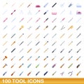 100 tool icons set, cartoon style Royalty Free Stock Photo