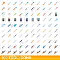 100 tool icons set, cartoon style Royalty Free Stock Photo