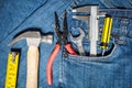 tool kit in jean pocket Royalty Free Stock Photo