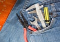 tool kit in jean pocket Royalty Free Stock Photo