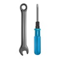 Tool kit, wrench and screwdriver on white background, vector illustration Royalty Free Stock Photo