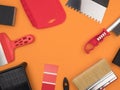 Tool painter plasterer on a orange background Royalty Free Stock Photo