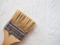 Tool for painting work. Spatula and brushes. Set of items for repair. Top view of a builder with a brush and spatula for applying