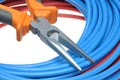 Tool pliers cutting and cable Royalty Free Stock Photo