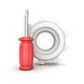 Tool red screwdriver with gear support icon