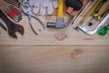 Tool renovation on wood table