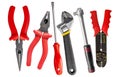 Tool set of wrench, adjustable spanner, pliers and screwdriver Royalty Free Stock Photo