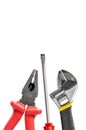 Tool set of wrench, adjustable spanner, pliers and screwdriver Royalty Free Stock Photo