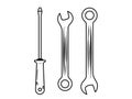 Tool set, wrench, screwdriver Royalty Free Stock Photo