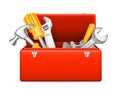 Tool shed, tool kit, tool box, set of wrenches, vector icon