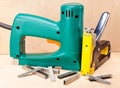 The tool - staplers electrical and manual mechanical .Close up