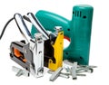 The tool - staplers electrical and manual mechanical.Still-life on a