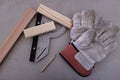 Work gloves with angle bar and skirting boards