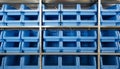Tool Storage Box and Tool Chests Protective cases for tools and devices. blue plastic Storage boxes on Shelf for Royalty Free Stock Photo