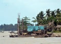 A tool for tin mining, called the TI Apung, is situated on the Tapak Antu beach in Bangka.