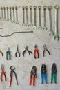 Tool wall with wrenches and pliers