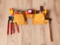 Toolbelt with various tools Royalty Free Stock Photo