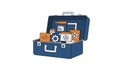 Toolbox containing web development and programming software icons Royalty Free Stock Photo