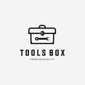 Toolbox Equipment Logo, Illustration Line Art of Wrench Spanner Box Vector. Mechanical Equipment Design