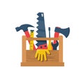 Toolbox flat design icon. Vector illustration cartoon style.