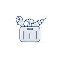 Toolbox icon with tools line icon. Toolbox linear hand drawn pen style line icon Royalty Free Stock Photo