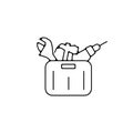 Toolbox icon with tools thin line icon. Toolbox linear outline icon