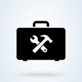 Toolbox with instruments inside. Workman`s toolkit. Workbox in icon style. Vector illustration Royalty Free Stock Photo