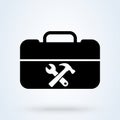 Toolbox with instruments inside. Workman`s toolkit. Workbox in icon style. Vector illustration Royalty Free Stock Photo