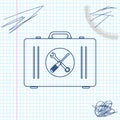 Toolbox line sketch icon isolated on white background. Tool box sign. Vector Illustration.