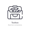 toolbox outline icon. isolated line vector illustration from electrian connections collection. editable thin stroke toolbox icon