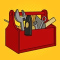 Toolbox red color pop art style vector