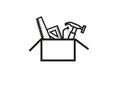 Toolbox. Simple illustration in black and white. Royalty Free Stock Photo