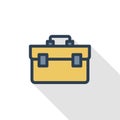 Toolbox thin line flat color icon. Linear vector symbol. Colorful long shadow design. Royalty Free Stock Photo