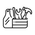 Toolbox, toolkit and instrument. Tool box or Fixing, repair and renovation vector illustration