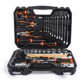 Toolbox tools kit detail close up instruments set of tools car tool kit tool set background