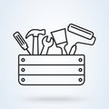 Toolbox vector icon in line style. Repair service logo template