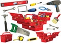 Toolboxes with hand tools Royalty Free Stock Photo