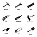 Tooling icons set, simple style