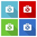 Toolkit icon set, flat design vector illustration in eps 10 for webdesign and mobile applications in four color options