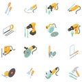 Toolkit icons set, isometric style